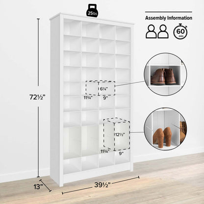 Prepac 40 Pair Shoe Storage Rack - White|Support de rangement de Prepac pour 40 paires de chaussures - blanc
