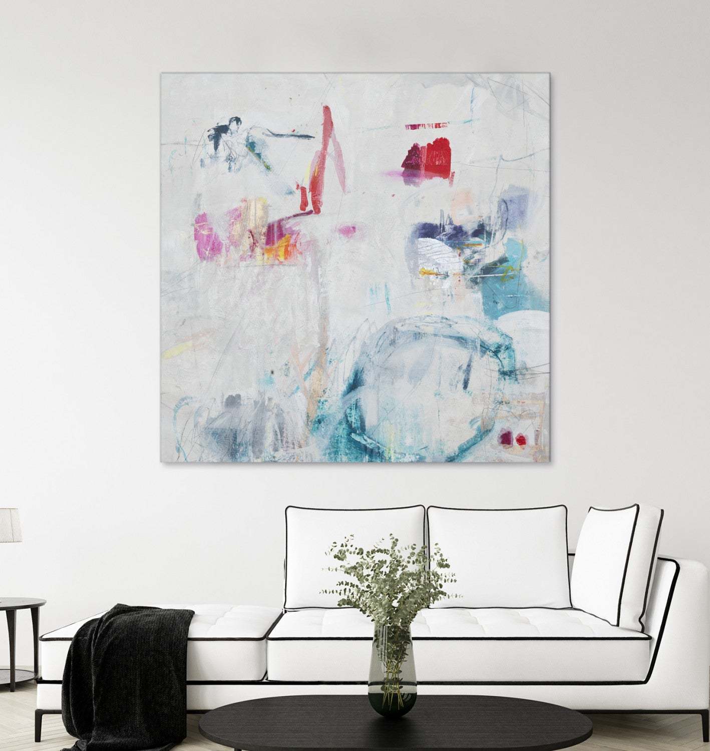 Œuvre d'art murale géante « Berceuse et souhaits » 72 x 72