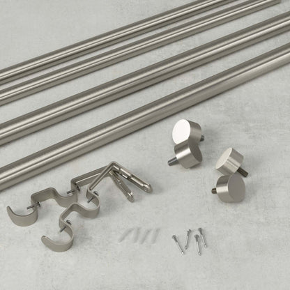 Umbra Tringle à rideau extensible double 1 Cappa en acier nickelé - 66-120 | Tringle à rideaux extensible double Cappa de Umbra acier nickel de 1 po - 66 po à 120 po