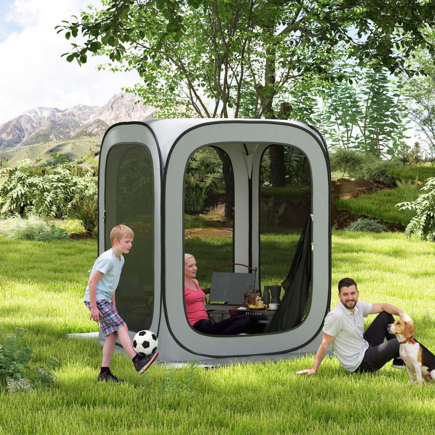 Outsunny Tente Écran Pop Up, Abri de Camping Portable Upf50+ Avec Sac de Transport