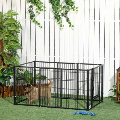 Pawhut Parc Pour Chien A 6 Panneaux 32,5 - 59 X 31, Parc Pour Animaux De Compagnie Robuste Avec Porte, Parc Pour Chien Réglable