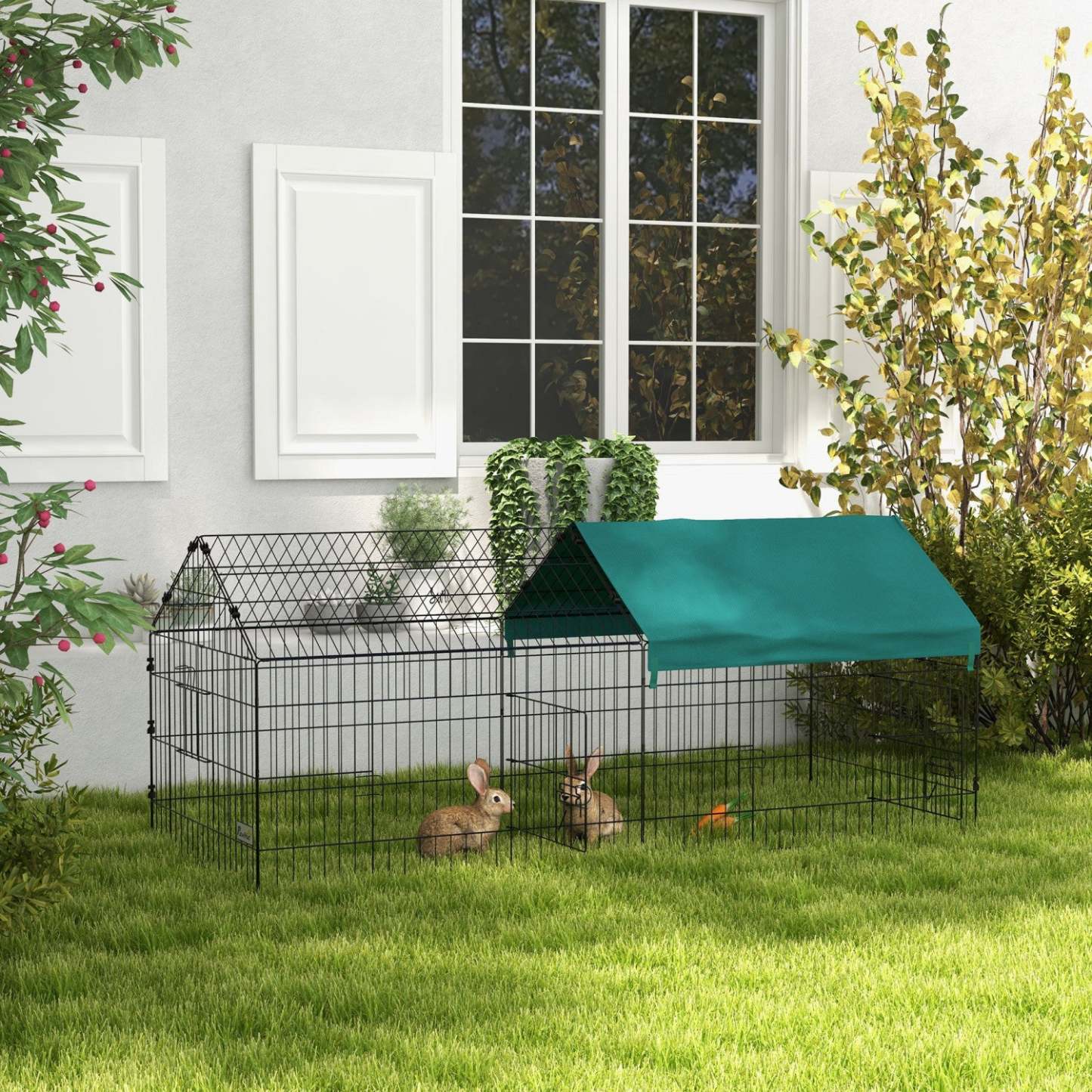 Pawhut Cage Pour Petits Animaux De 73, Parc Pour Poulets, Lapins, Chinchillas, Parc Exterieur Pour