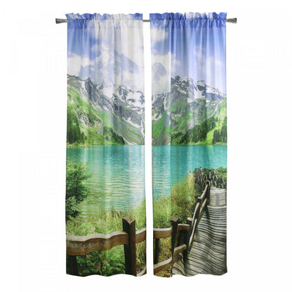 Habitat Landscape Light Filtering Pole Top Curtain Panel Paire - 37 x 84|Paire de panneaux de rideau filtrant la lumière passe-tringle Paysage d'Habitat - 37 x 84