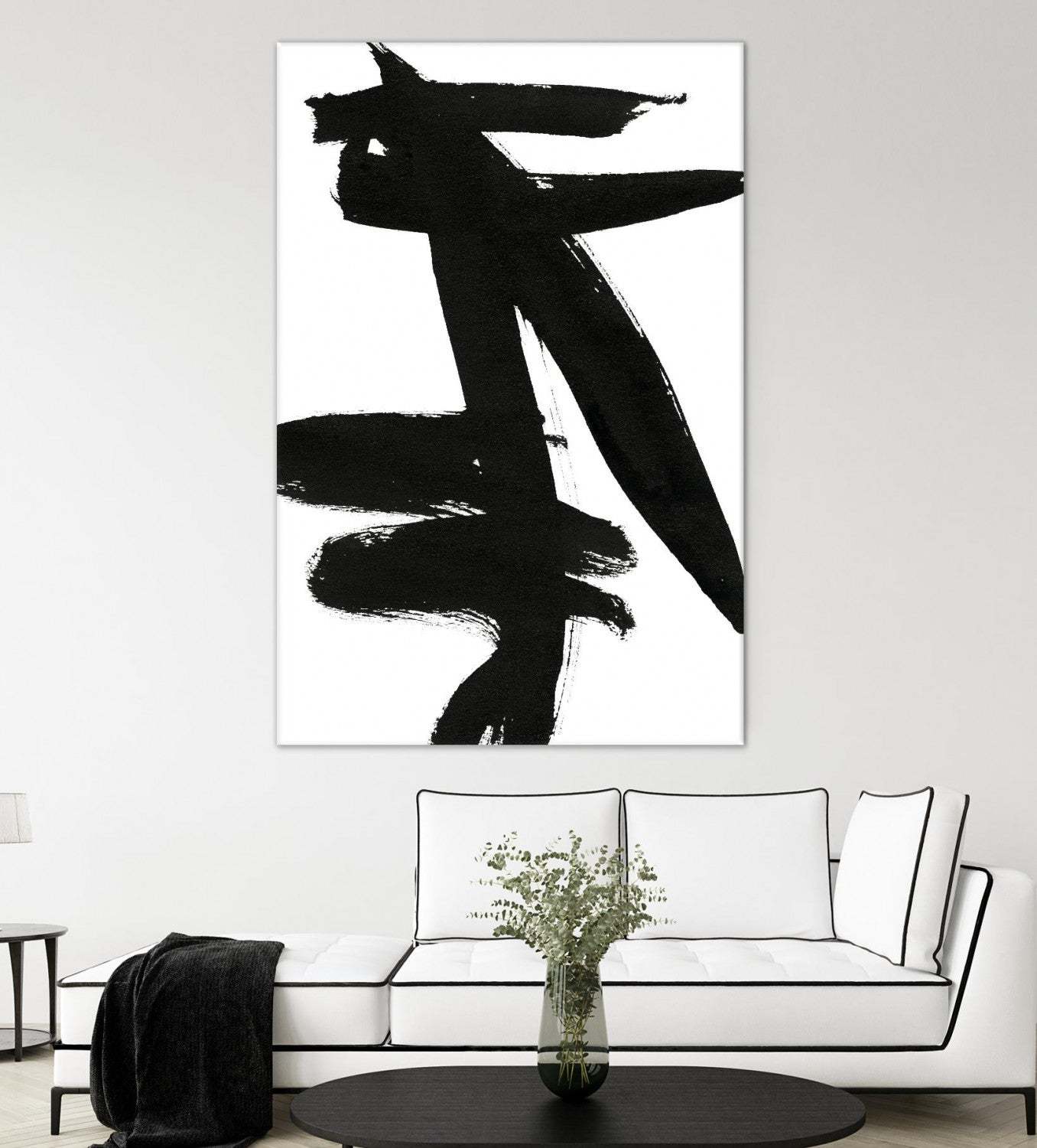 Œuvre d'art murale « Composition en noir et blanc 9 » 84 x 54