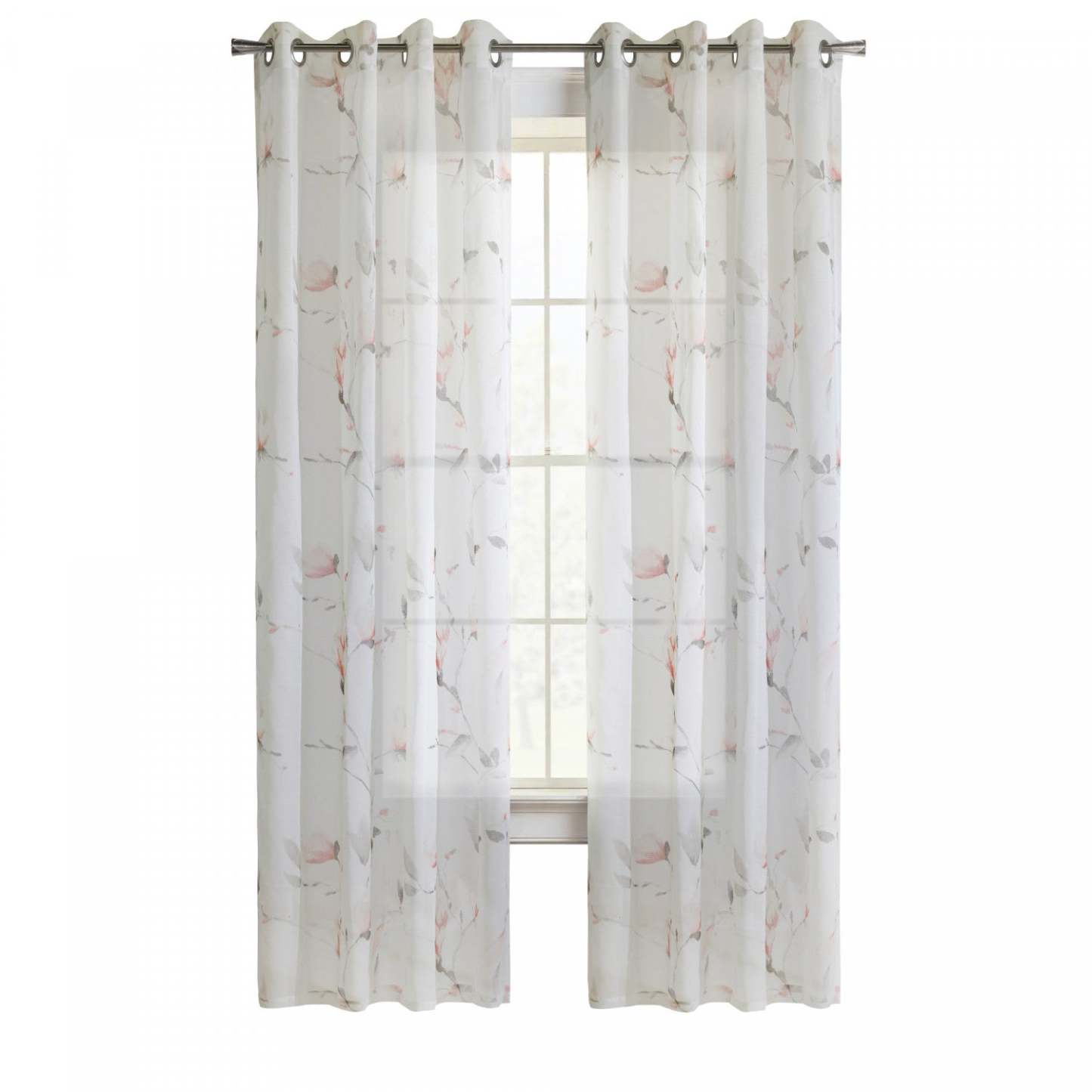 Habitat Symphony Coral Sheer Grommet Curtain Panel - 52 x 63|Panneau de rideau transparent à œillets Symphonie corail d'Habitat - 52 x 63