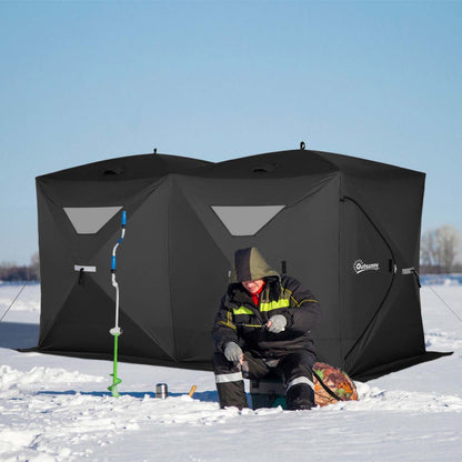 Outsunny 5-8 Personnes Tente Pop-up pour la Pêche sur Glace, Noir|Outsunny Tente De Peche Sur Glace Pour 8 Personnes, Noir