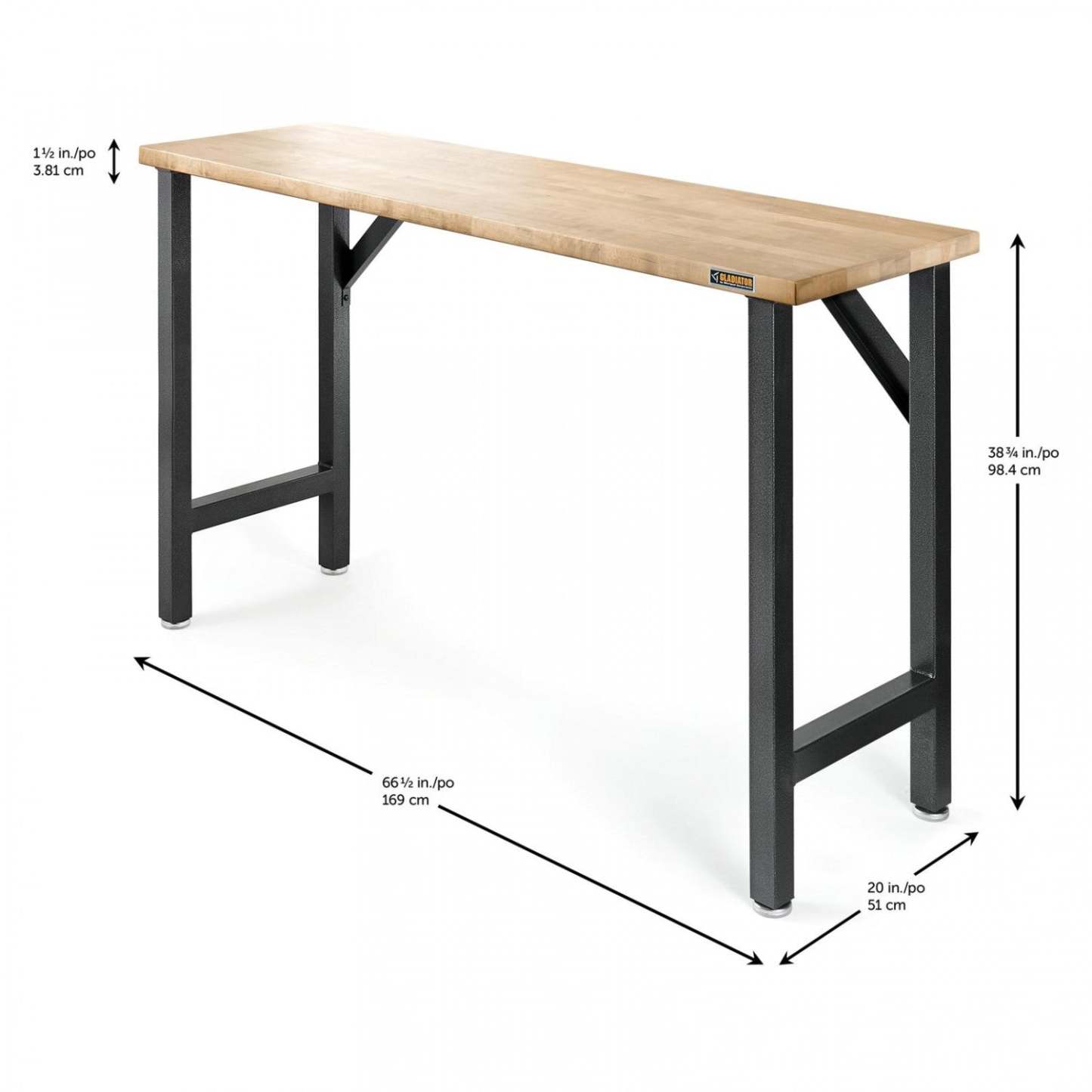 Établi modulaire Gladiator 66,5 en bois dur - Granite martelé|Établi modulaire de 66,5 po de largeur en bois franc de Gladiator - granite martelé