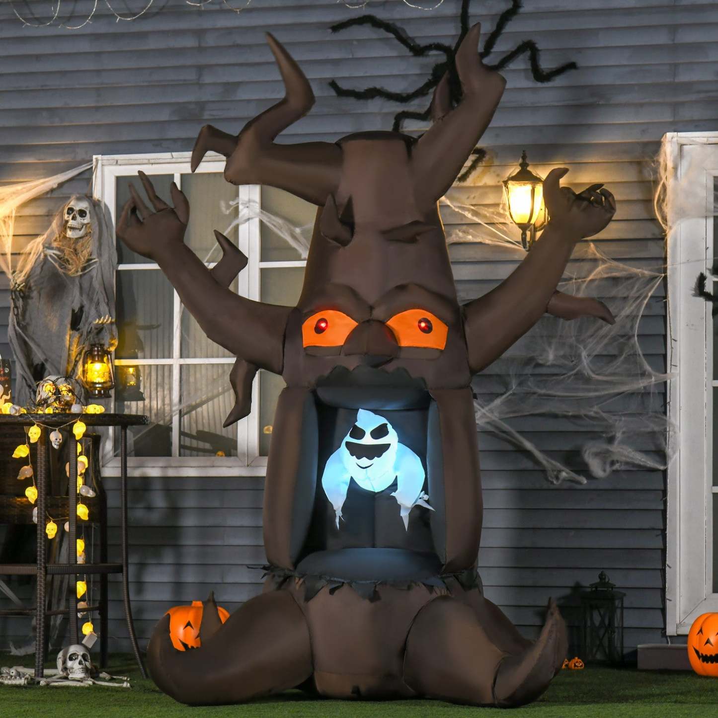 Homcom Fantôme gonflable de 2,4 m (8 pi) sorti d'un arbre mort | Décoration d'Halloween gonflable Homcom