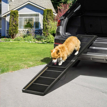 Pawhut Rampe Pliante Pour Chien, Rampe Portable Pour Animaux De 65 Pouces Avec Poignée De Transport, Rampe Antidérapante En Caoutchouc Pour Voiture