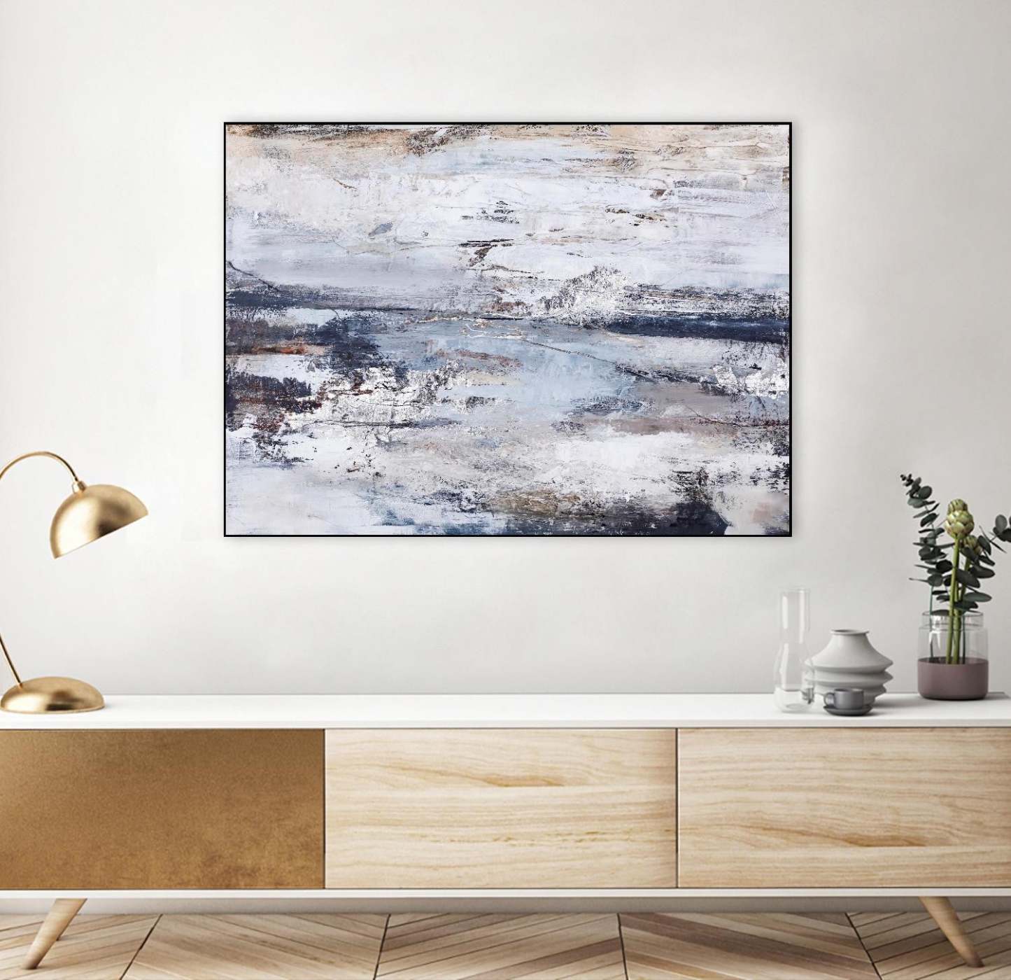 Œuvre d'art murale sur toile encadrée noire « Contour » 32 x 24