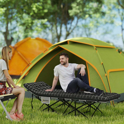 Lit de camping Outsunny pour adultes avec matelas, lit pliant, noir