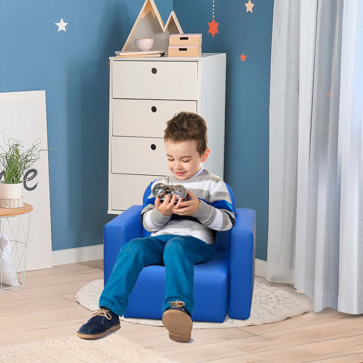 Qaba 2 En 1 Ensemble De Canapé Pour Enfants, Canapé Pour Tout-Petit Avec Table Et Chaise, Fauteuil Pour Bébé Pour 3-9 Ans|Qaba Fauteuil Enfant Ensemble Chaise Table 2 En 1 Ensemble De Tables Et De Chaises Multifonctionnell