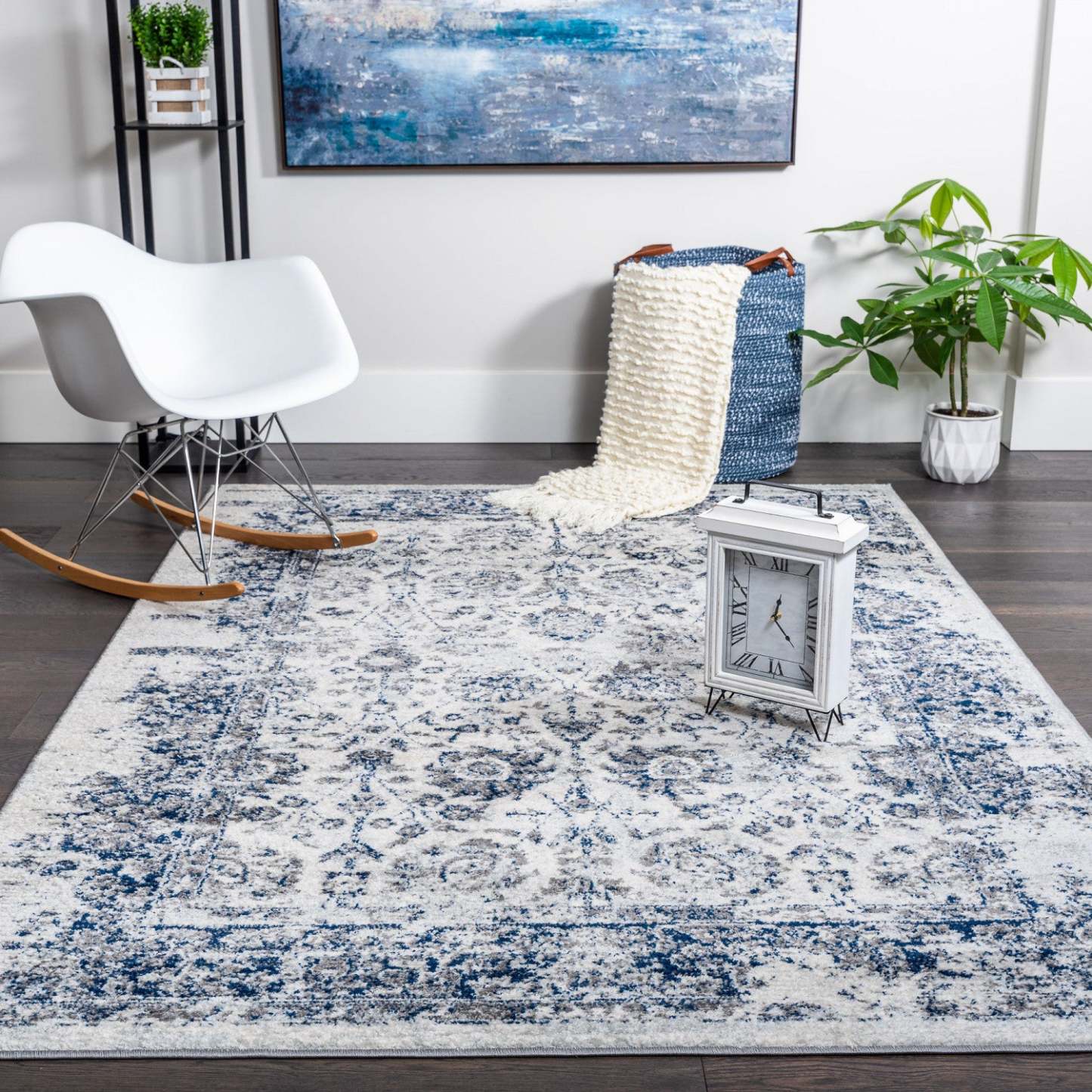 Tapis Roma Fantasia bleu marine 4x6 | Tapis Roma Fantasia bleu marine 4 x 6 | D80GB7LO