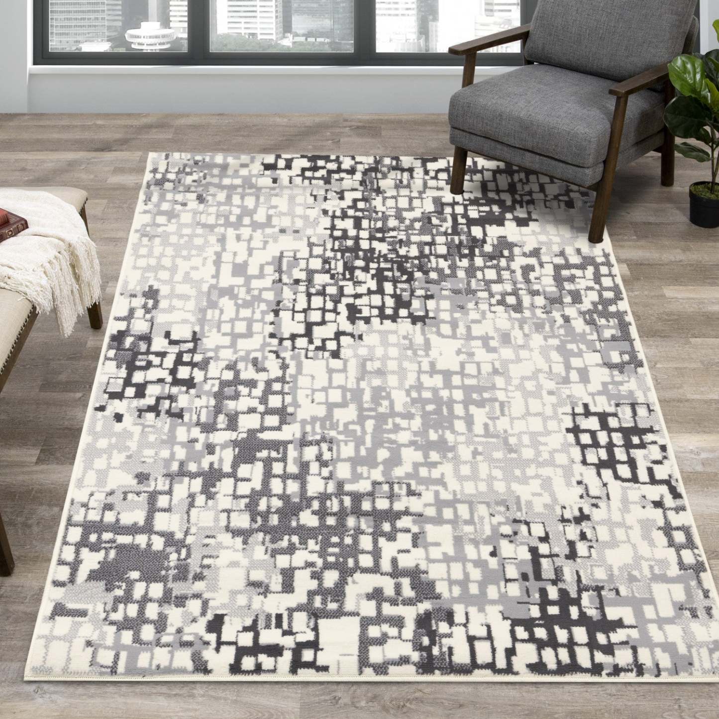 Tapis pixelisée Florence pour l'intérieur - 4 pi 7 po x 6 pi 7 po