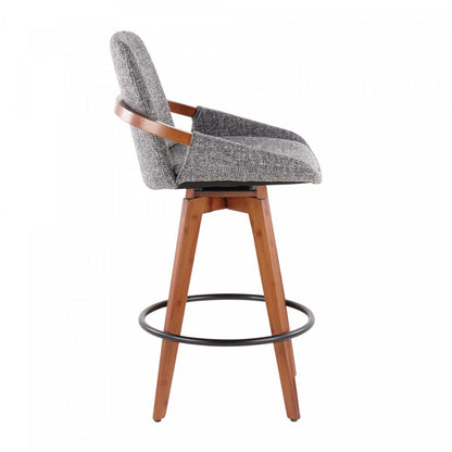 LumiSource Cosmo Fabric Mid-Century Counter-Height Stool - Walnut/Grey|Tabouret de style du milieu du 20e siècle Cosmo de hauteur comptoir en tissu - noyer et gris