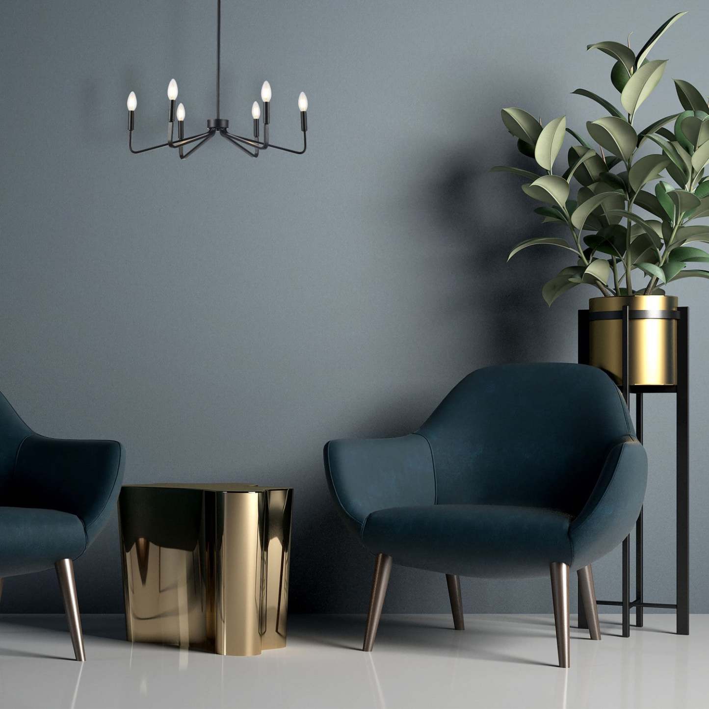 Dainolite Clayton 6 Light Chandelier Matte Black Lamp|Lustre Clayton de Dainolite avec fini noir mat et 6 ampoules