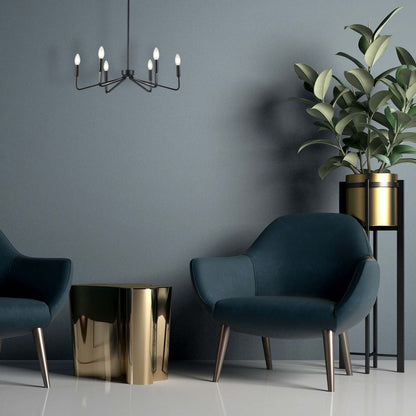 Dainolite Clayton 6 Light Chandelier Matte Black Lamp|Lustre Clayton de Dainolite avec fini noir mat et 6 ampoules