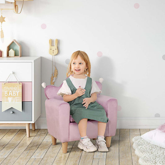 Qaba Fauteuil Enfant, Fauteuil pour Tout-Petit avec Accoudoirs et Dossier Haut, Cadre en Bois, Velours Doux Néerlandais, Fauteuil Bébé | Qaba Fauteuil Enfant Design Scandinave Compartiment De Rangement Grand Confort Accoudoirs Assise Dos