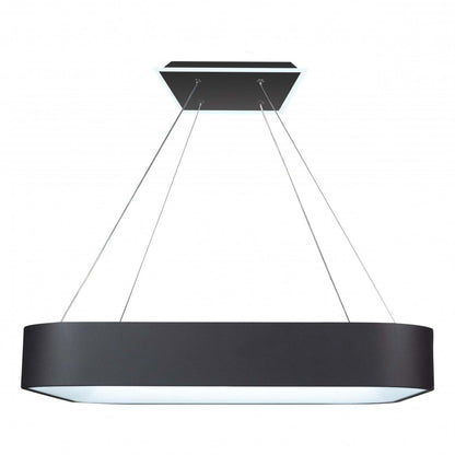 Lustre carré de la collection Lazio avec lampe à DEL intégrée de 24 po - noir