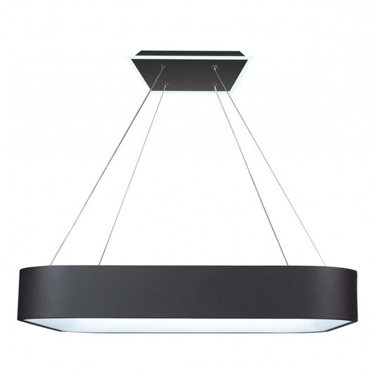 Lustre carré de la collection Lazio avec lampe à DEL intégrée de 24 po - noir