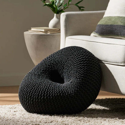 Pouf Rembourré Murphy, 100 % Coton - Noir | Murphy Upholstered Pouf,100% Cotton - Black