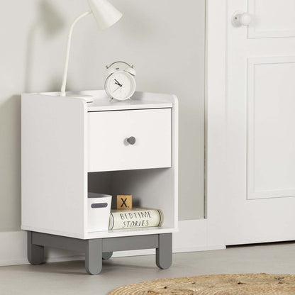 Bebble Nightstand - Soft Grey/White|Table de nuit Bebble - gris clair et blanc
