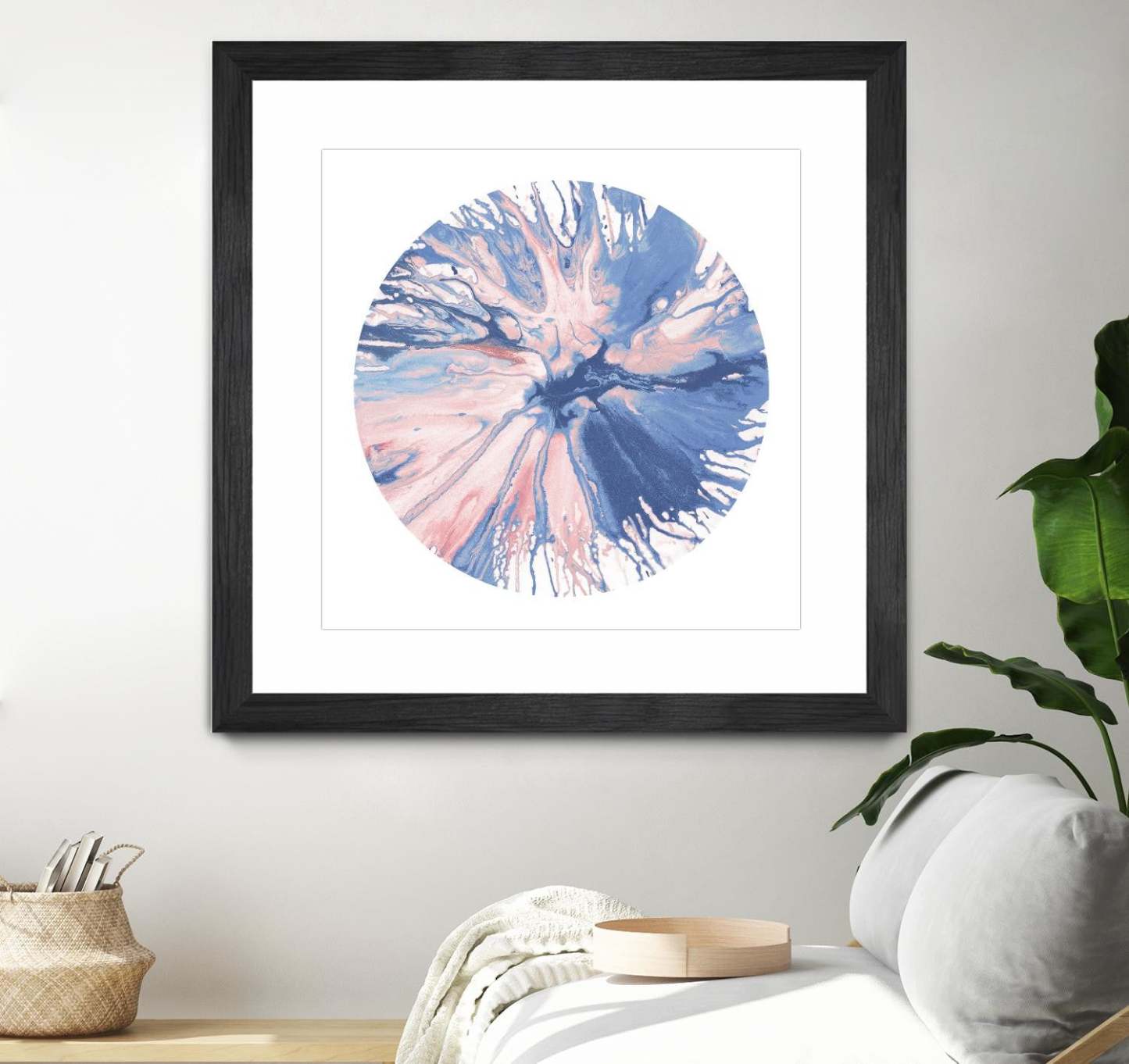 Spin Art 21 Matted and Framed Black 36x36 Wall Art|Œuvre d'art murale encadrée noire et mate « Spin Art 21 » 36 x 36