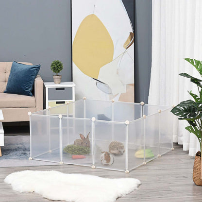 Pawhut Parc Pour Animal Domestique, Cage Pour Petit Animal Cloture Ouverte En Plastique Portable 12