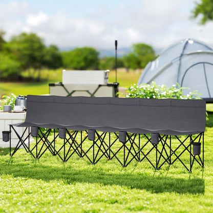 Chaise de camping pliante 6 places Outsunny avec porte-gobelet pour le camping, gris foncé