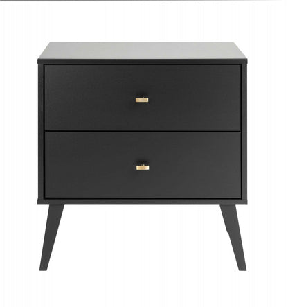 Milo 2-Drawer Nightstand - Noir|Table de nuit Milo à 2 tiroirs - noire