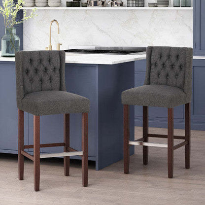 Ensemble de 2 tabourets de bar à hauteur de comptoir Bruce 30,5 avec pieds en métal et revêtement en tissu - Gris anthracite | Ensemble De 2 Tabourets De Bar Bruce De 30,5 Po – Hauteur Comptoir – Pattes En Metal Et Tissu Rembourre - Gris Charbon