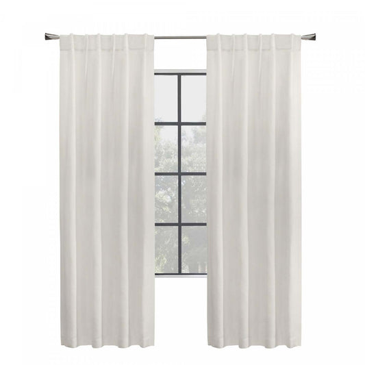 Habitat Mulberry White Light Filtering Dual Header Curtain Panel - 54 x 84|Panneau de rideau filtrant la lumière Mûre blanc à double têtes d'Habitat - 54 x 84