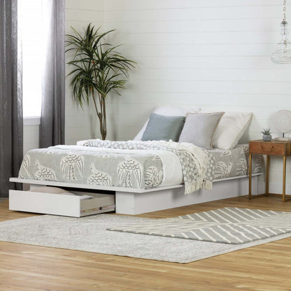 Holland Queen Platform Bed with Drawer - Pure White|Grand lit plateforme Holland avec tiroir - blanc pur