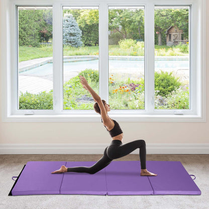 Soozier 4ftx8ftx2inch Tapis De Gymnastique En Cuir Pu Pliant Pour Tumbling Arts De Yoga Exercice 4 Panneau (|Soozier 4ft X 8ft X 2inch Tapis De Gymnastique Tri-plies Avec Poignees De Transport, Violet