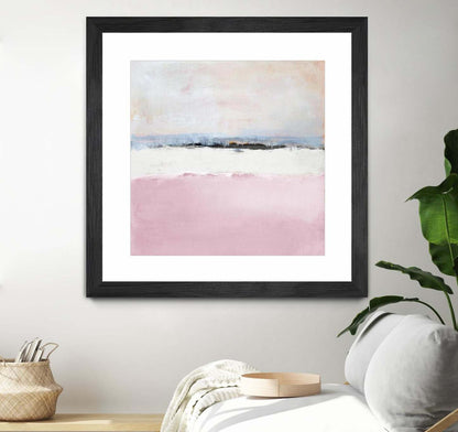 Œuvre d’art murale encadrée noire et mate « Pink Sea Abstract » 30 x 30