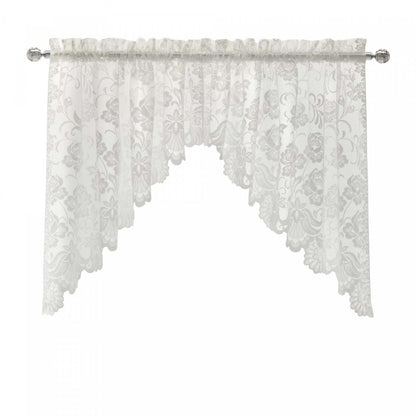 Habitat Limoges White Sheer Rod Pocket Swag Valance Set - 72 x 32|Ensemble de cantonnière festonnée transparente passe-tringle Limoges blanc d'Habitat - 72 x 32