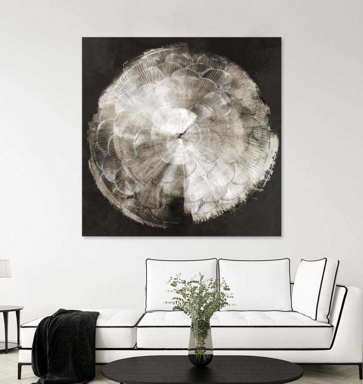 Œuvre d'art murale géante « Touch Of Darkened Silver » 54 x 54