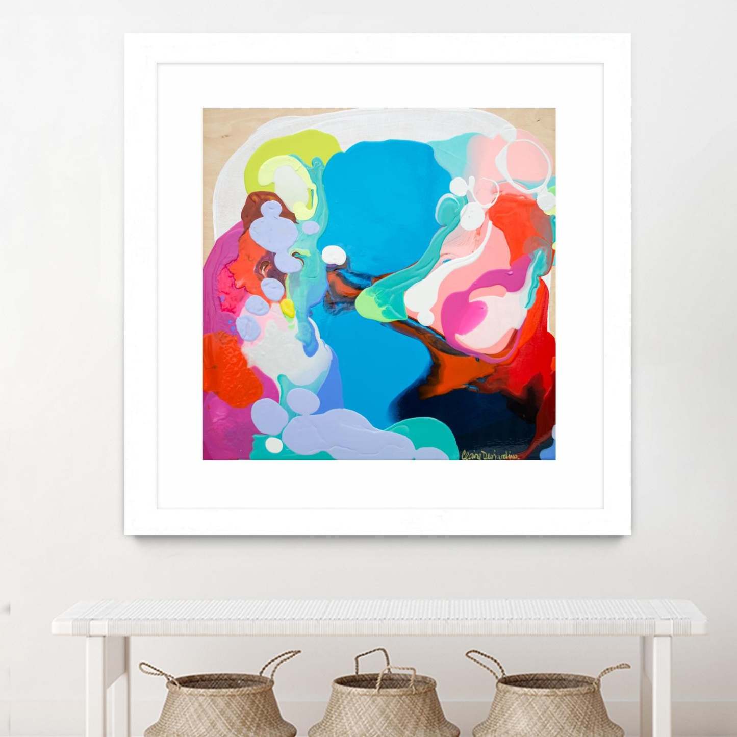 Traveling Back In Time Matted and Framed White 36x36 Wall Art|Œuvre d’art murale encadrée blanche et mate « Traveling Back In Time » 36 x 36