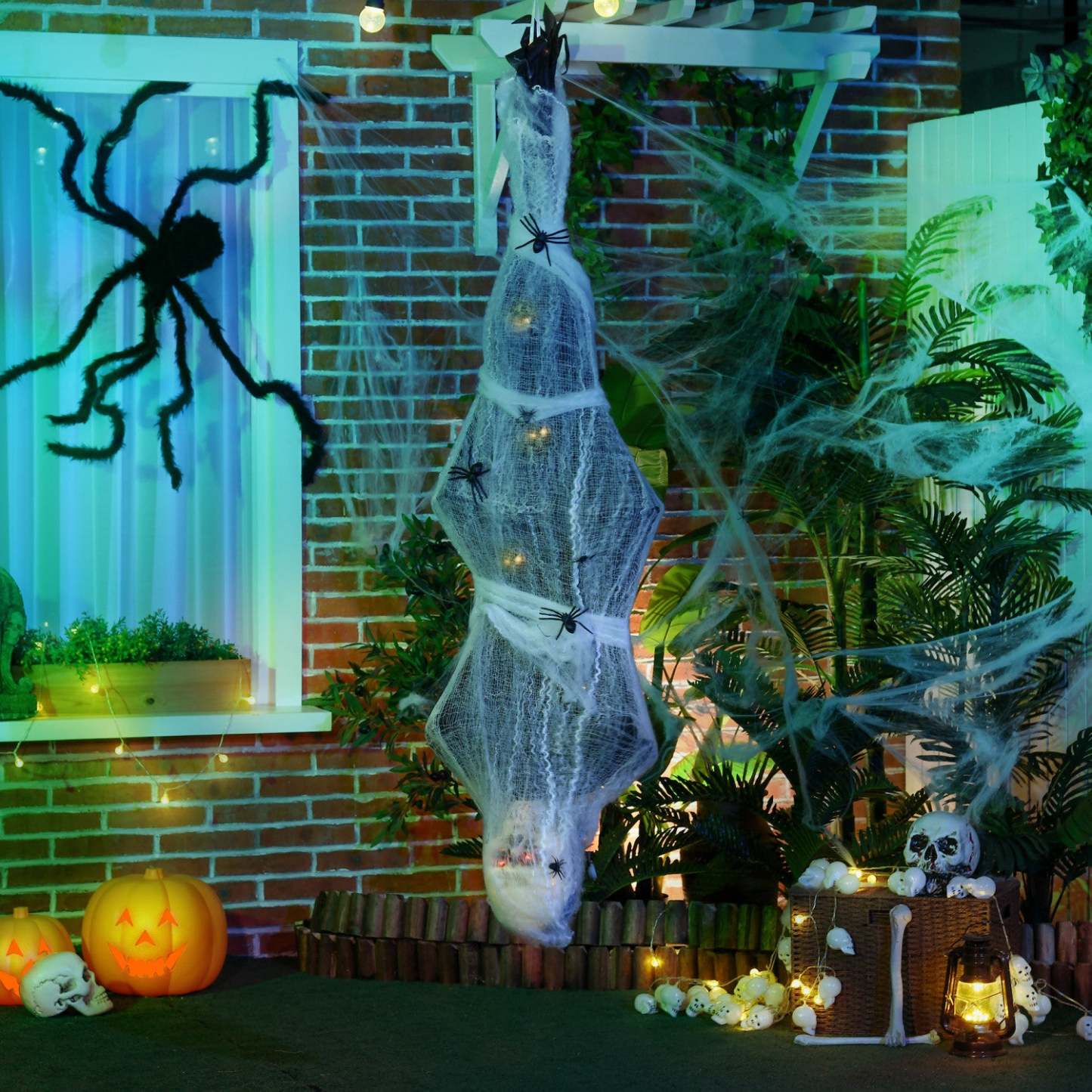 Homcom 55.9 Décoration d'Halloween Animée Momie Suspendue Avec Toile d'Araignée|Homcom Momie Suspendue Décoration D'Halloween 4.7 Ft Avec Toile D'Araignée
