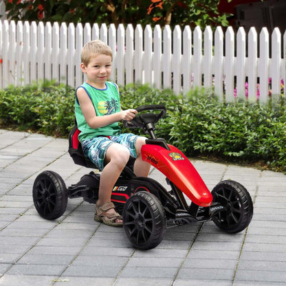 Aosom Kart à Pédales Pour Enfants, Voiture à Pédales Avec Essieu Pivotant, Seau réglable, Frein à Main