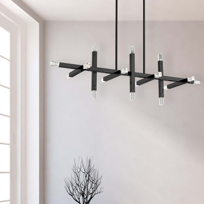 Dainolite Francesca Horizontal Chandelier 48w Matte Black Acrylic Diffuser Lamp|Lustre horizontal Francesca de Dainolite en acrylique qui diffuse la lumière, avec fini noir mat et ampoule de 48 W