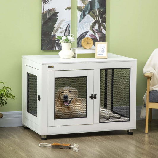Pawhut Table D'appoint Pour Animal Domestique Avec Coussin Résistant À L'Eau, Meubles De Cage Pour Chien Grand