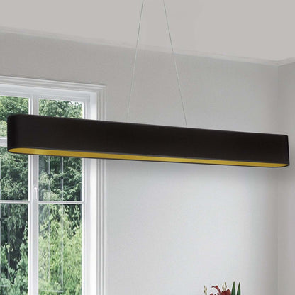 Dainolite Aubrey Horizontal Pendant 30w Oval Matte Black Black/Gold Shade Lamp|Luminaire suspendu horizontal Aubrey de Dainolite ovale avec abat-jour noir et doré, fini noir mat et ampoule de 30 W