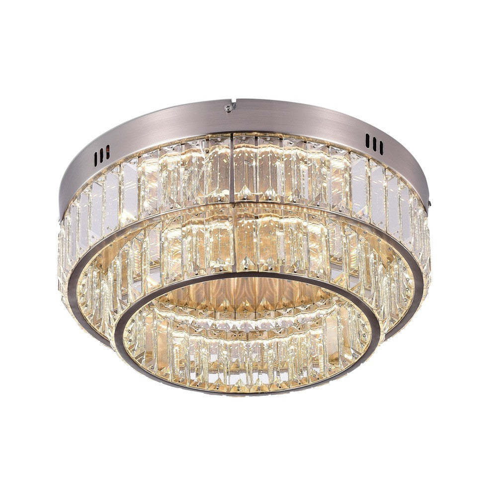 Stella Two-Tier LED Satin Nickel Flush Mount|Plafonnier affleuré à 2 niveaux Stella nickel satiné à DEL|D06HANS9