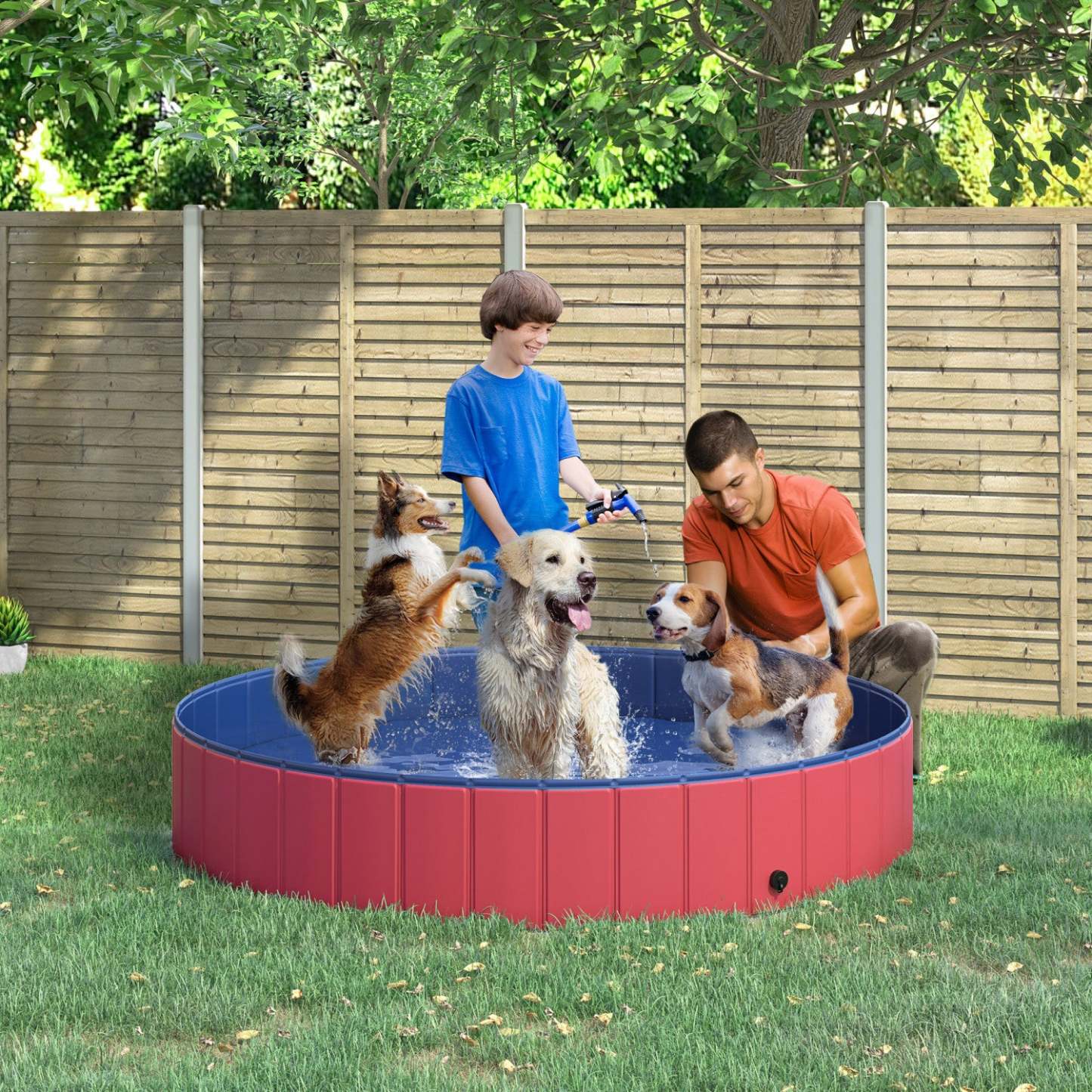 Pawhut Piscine Pliable Pour Chien Portable, Baignoire Pour Chiots Intérieure/Extérieure Avec Antidérapant