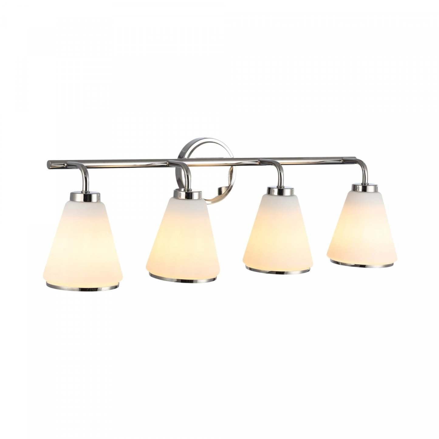 Meuble-lavabo Zoey à 4 lampes, en nickel poli |