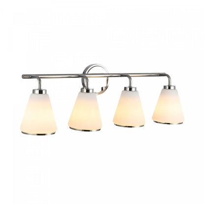 Meuble-lavabo Zoey à 4 lampes, en nickel poli |