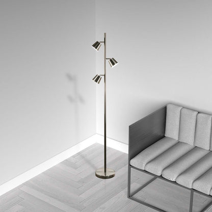 Dainolite Modern 3 Light LED Lampadaire Satin Chrome Finish|Lampe à pied Modern de Dainolite avec fini chrome satiné et 3 ampoules à DEL