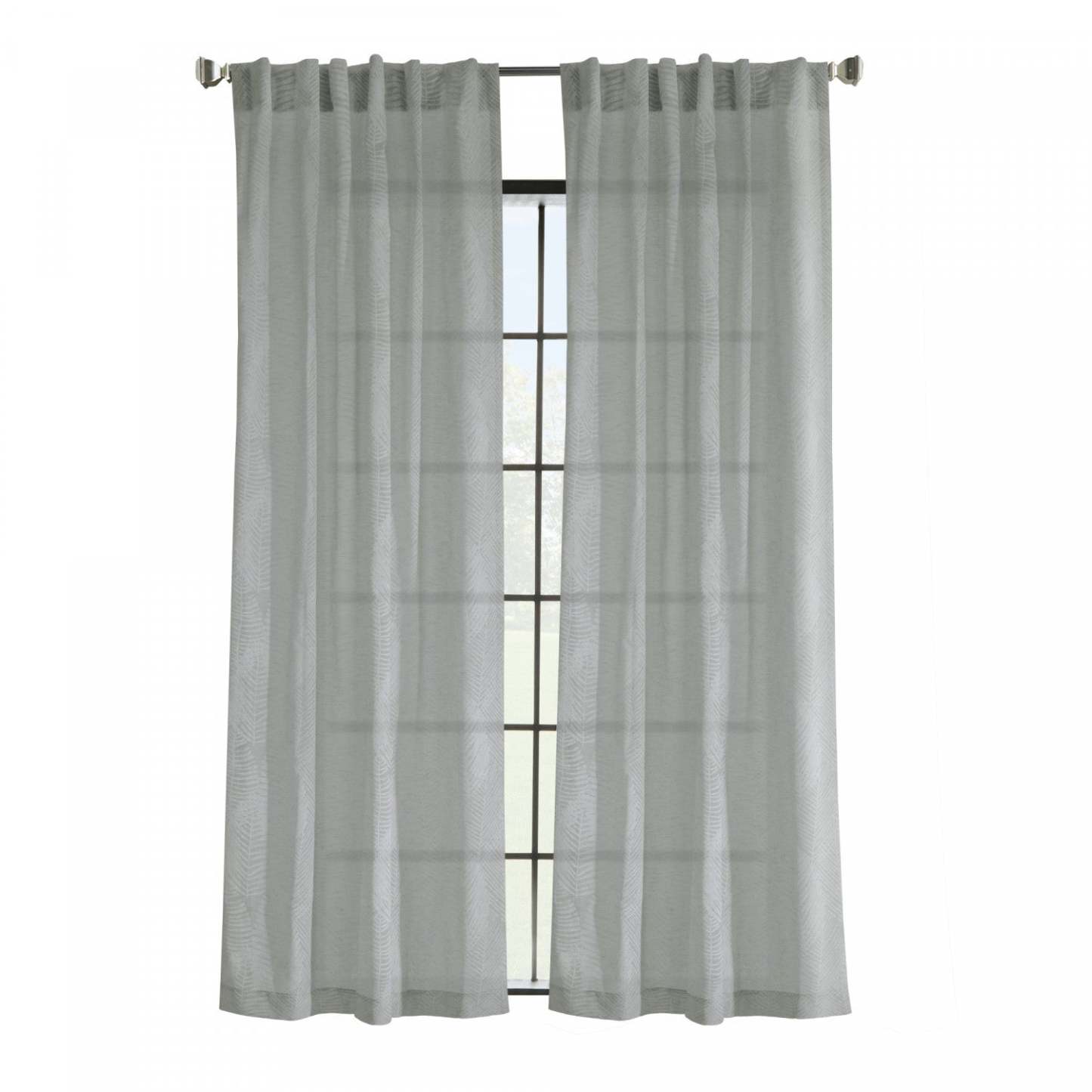 Habitat Trenton Grey Light Filtering Dual Header Curtain Panel - 52 x 95|Panneau de rideau filtrant la lumière Trenton gris à double têtes d'Habitat - 52 x 95