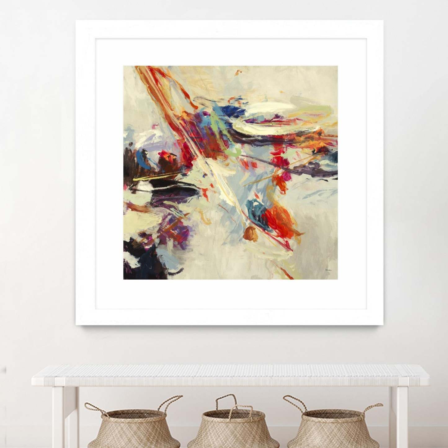 Positive Energy I Matted and Framed White 36x36 Wall Art|Œuvre d’art murale encadrée blanche et mate « Positive Energy I » 36 x 36